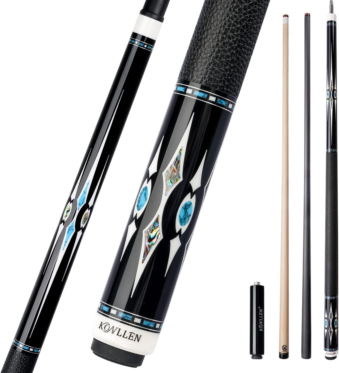 KONLLEN Carbon Fiber Pool Cue Stick Professional Cues Full Carbon Technology Low Deflection Billiard Cue Stick,12.5mm,147cm